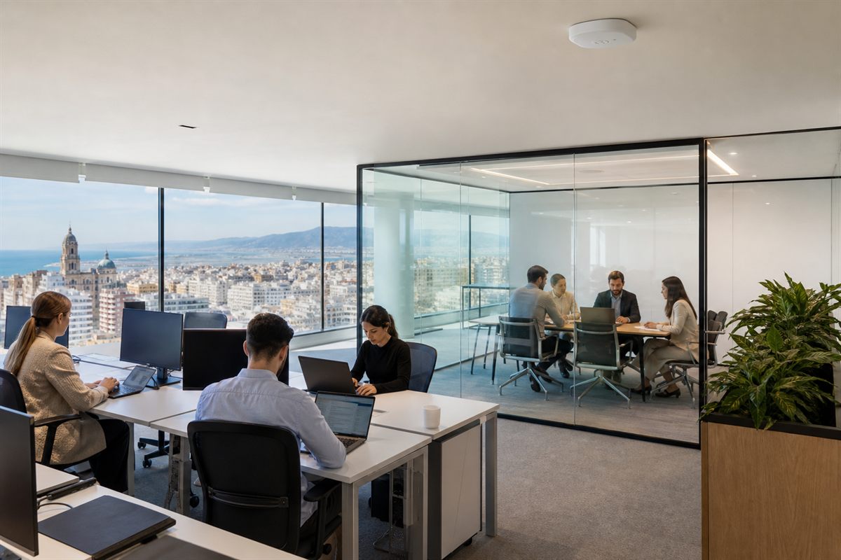Modern office with a professional business WiFi network